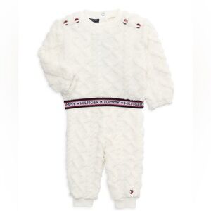 Baby Girl's 2-Piece Cable Knit Faux Shearling Sweatshirt & Joggers Set 6-9mos